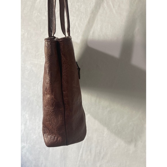 Vtg Pierre Cardin Brown Textured Leather Shoulder Bag Gold Logo Hardware 1970's - Picture 8 of 14